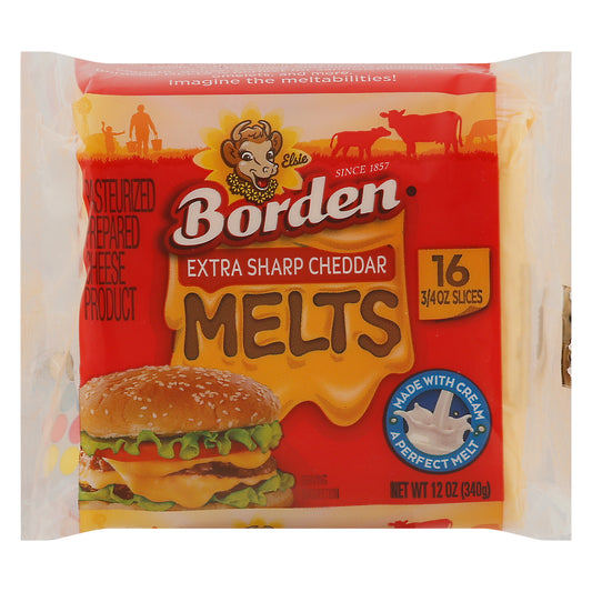 Borden Slices Extra Sharp Cheddar Cheese Melts 16 - 0.75 oz Slices