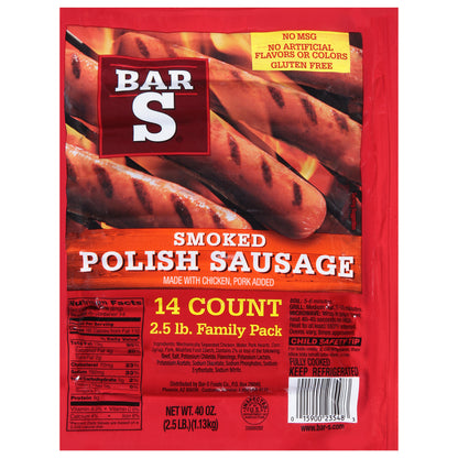 Bar S Smoked Family Pack Polish Sausage 14 ea