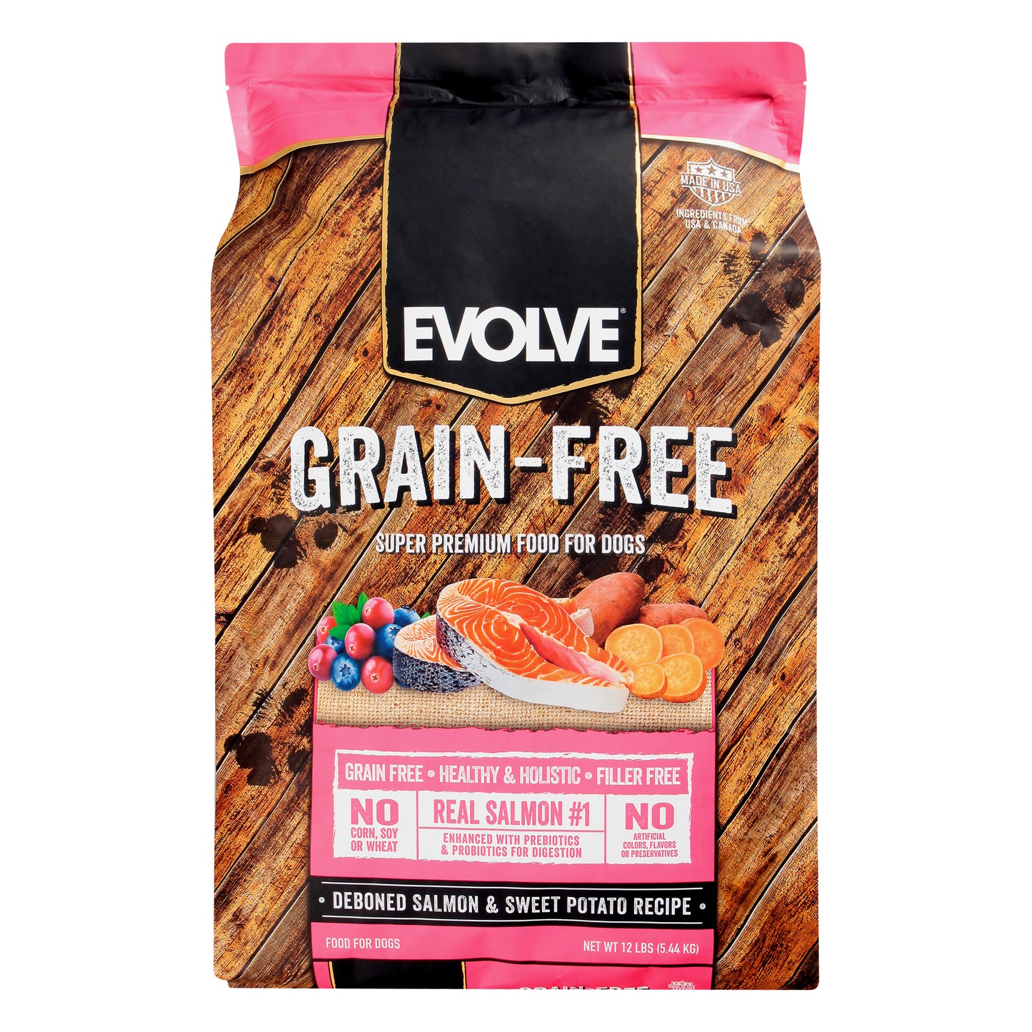 Evolve Grain Free Super Premium Deboned Salmon & Sweet Potato Recipe Food for Dogs 12 lb