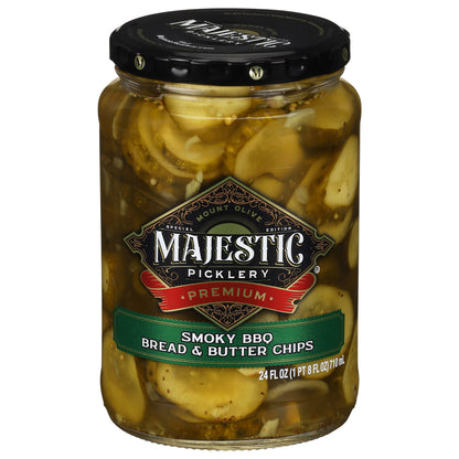 Majestic Picklery Premium Smoky BBQ Bread & Butter Pickle Chips - 24 fl oz jar