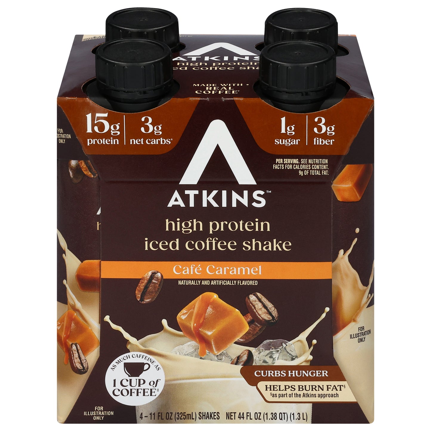 Atkins Iced Coffee Cafe Caramel High Protein Shake 4 - 11 fl oz Shakes