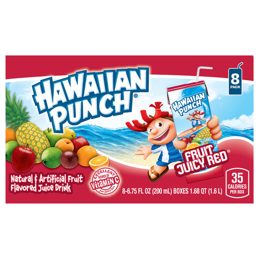 Hawaiian Punch Fruit Juicy Red, 6.75 fl oz tetra, 8 pack