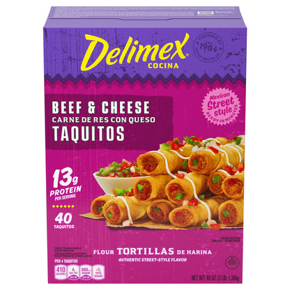 Delimex Beef & Cheese Taquitos Frozen Snacks, 40 ct Box