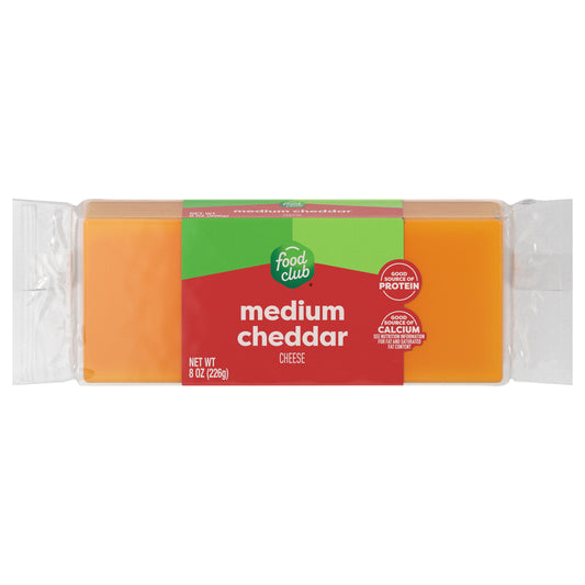 Food Club Medium Cheddar Cheese 8 oz
