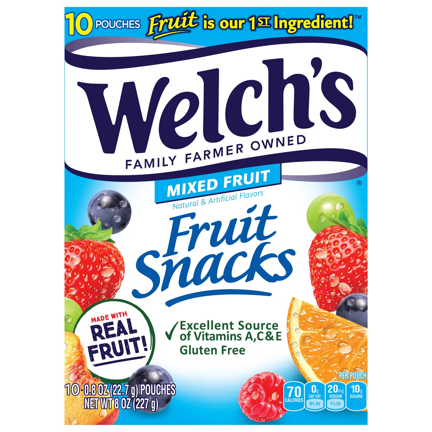 Welch's Mixed Fruit Fruit Snacks 0.8oz Pouches - 10ct Box