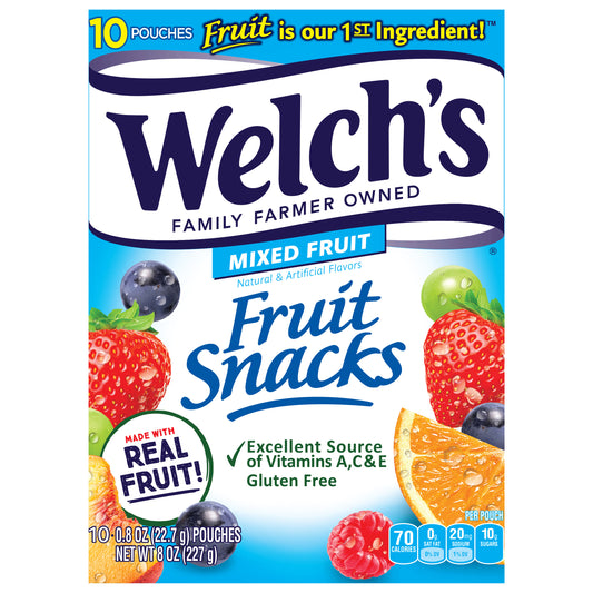 Welch's Mixed Fruit Fruit Snacks 0.8oz Pouches - 10ct Box
