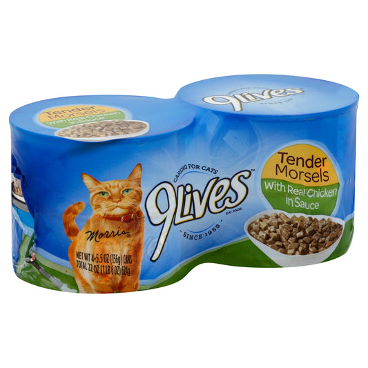 9Lives Cat Food 4 ea - Tender Morsels With Real Chicken in Sauce