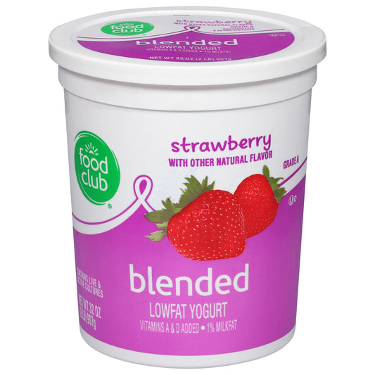 Food Club Blended Low Fat Strawberry Yogurt 32 oz