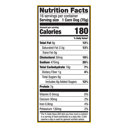 Foster Farms Chicken Corn Dogs, 2.67 oz.,16  count box, 2.67 lb. Box