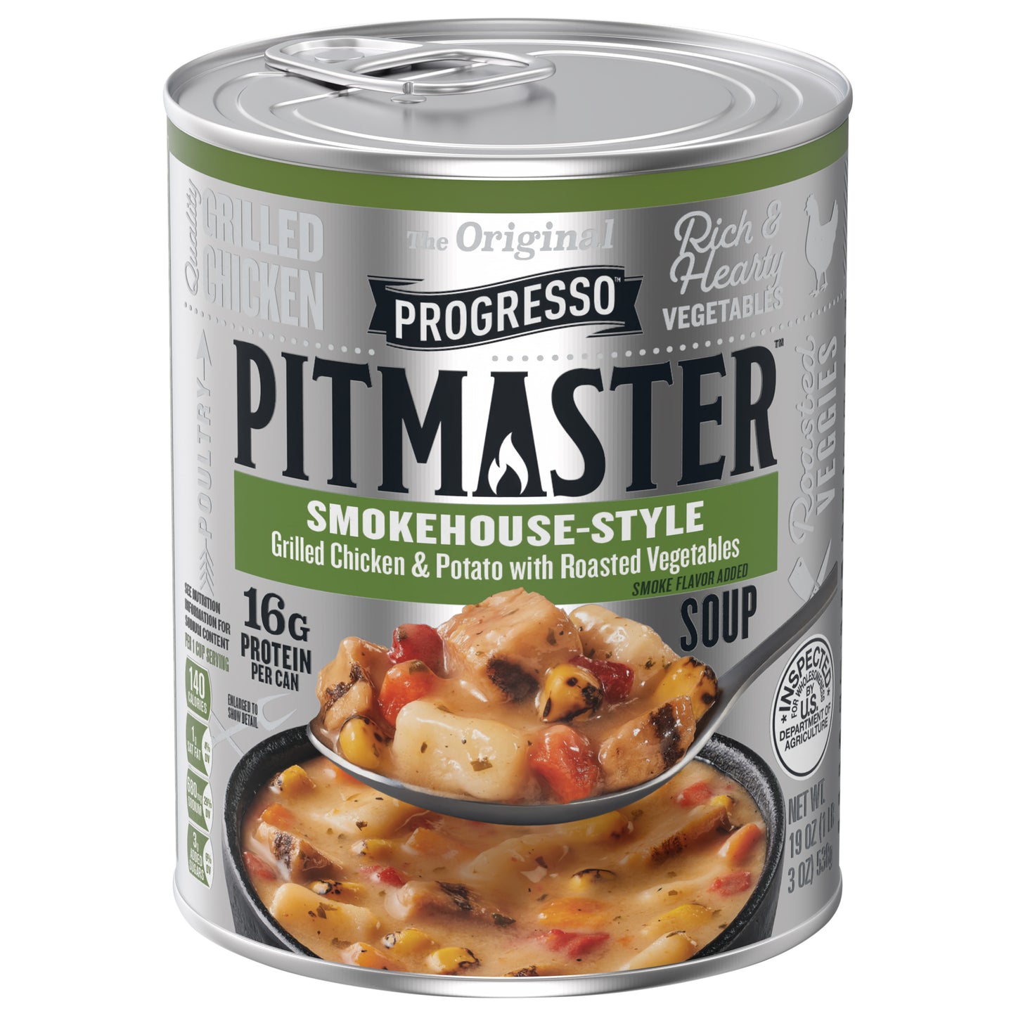 Progresso Pitmaster Smokehouse Style, Grilled Chicken and Potato with Roasted Vegetables, Gluten Free, Canned Soup, 19 oz