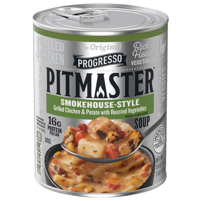 Progresso Pitmaster Smokehouse Style, Grilled Chicken and Potato with Roasted Vegetables, Gluten Free, Canned Soup, 19 oz