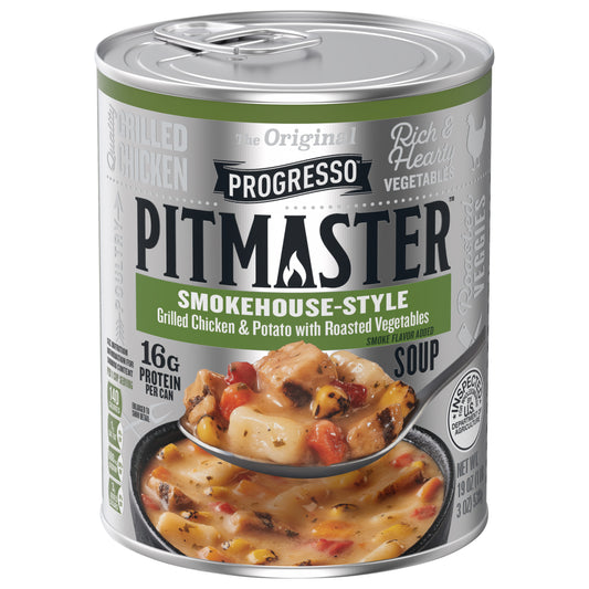 Progresso Pitmaster Smokehouse Style, Grilled Chicken and Potato with Roasted Vegetables, Gluten Free, Canned Soup, 19 oz