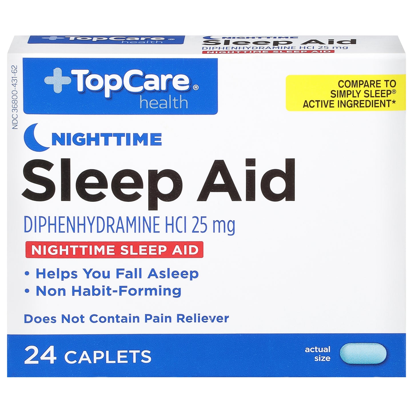 TopCare Health 25 mg Nighttime Sleep Aid 24 Caplets