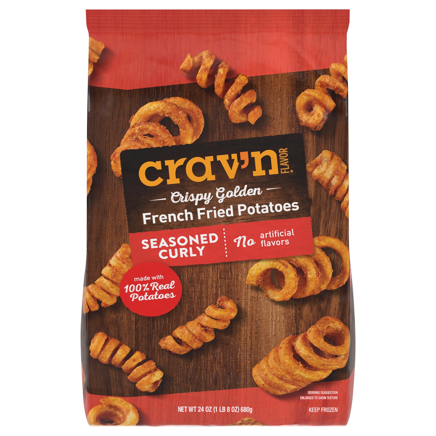 Crav'n Flavor Seasoned Curly Crispy Golden French Fried Potatoes 24 oz