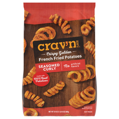 Crav'n Flavor Seasoned Curly Crispy Golden French Fried Potatoes 24 oz