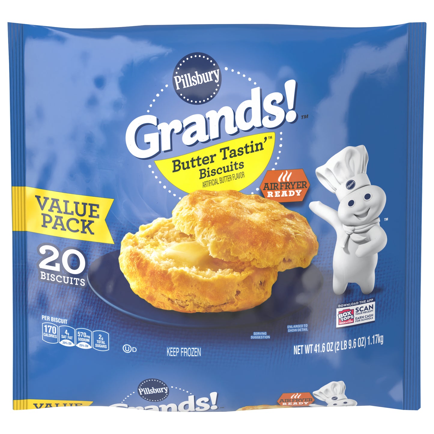 Pillsbury Grands! Butter Tastin' Frozen Biscuits, Value Pack, 20 ct., 41.6 oz.