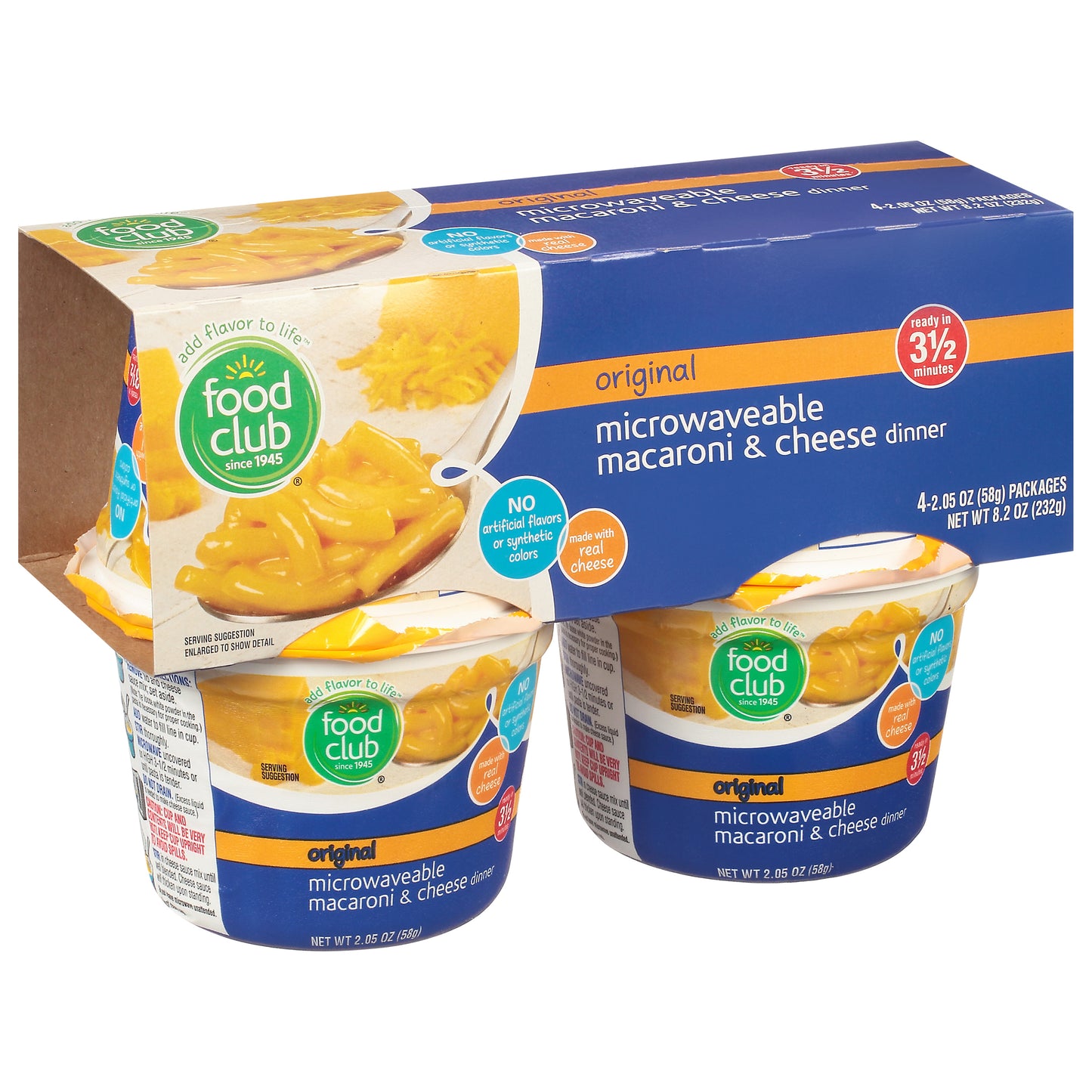 Food Club Microwaveable Original Macaroni & Cheese Dinner 4 ea