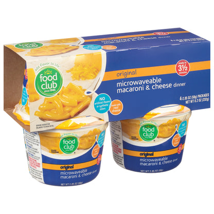 Food Club Microwaveable Original Macaroni & Cheese Dinner 4 ea