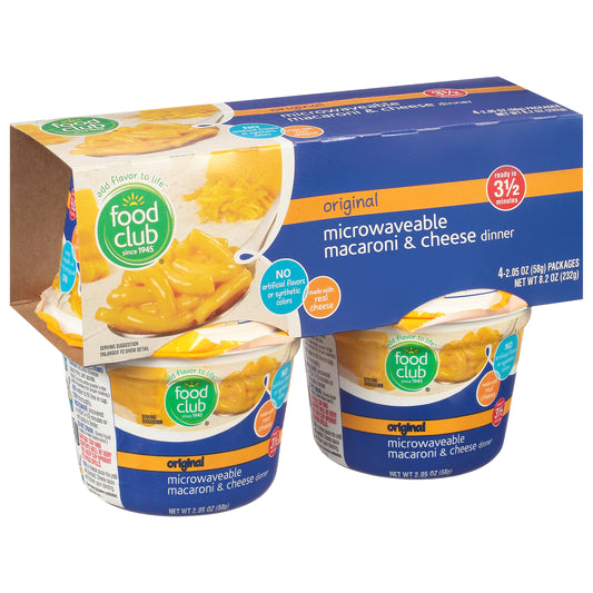 Food Club Microwaveable Original Macaroni & Cheese Dinner 4 ea