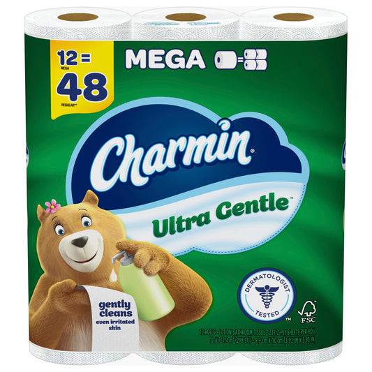 Charmin Ultra Gentle Toilet Paper, 12 Mega Rolls, 231 Sheets Per Roll