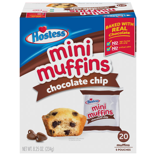 HOSTESS Chocolate Chip Mini Muffins Pouches, 20 Count, 8.25 oz