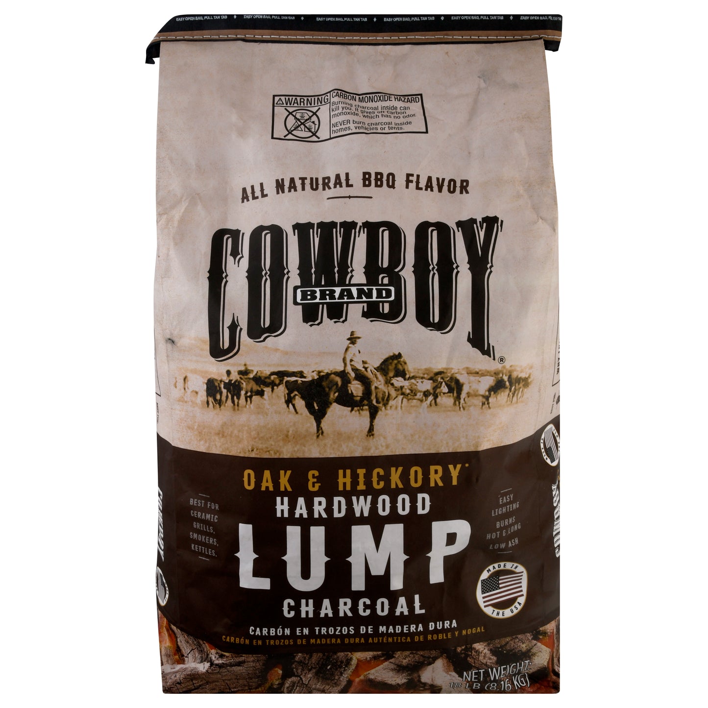 Cowboy Hardwood Oak & Hickory Lump Charcoal 18 lb