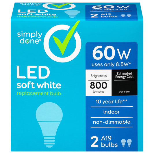 Simply Done 8.5 Watts Soft White LED Light Bulbs 2 ea