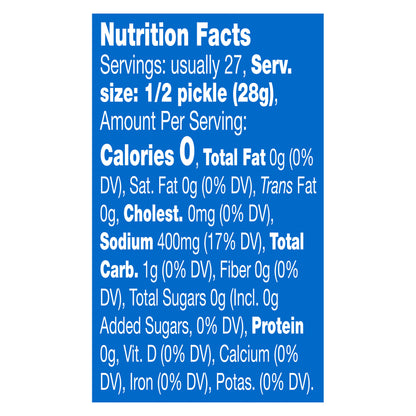 Vlasic Original Dill Whole Pickles, Keto Friendly, 46 FL OZ
