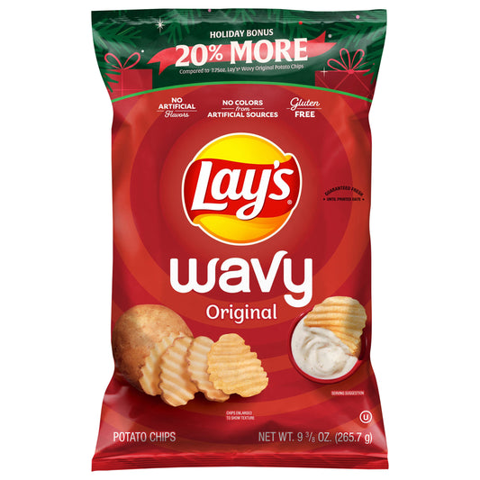 Lay's Wavy Potato Chips Original, 9 3/8 Oz