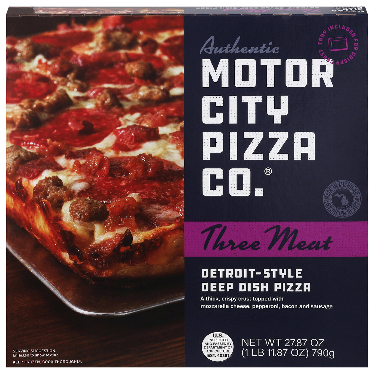 Motor City Pizza Co. Deep Dish Detroit-Style Three Meat Pizza 27.87 oz