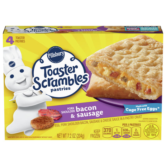 Pillsbury Bacon & Sausage Toaster Scrambles Pastries, 4 Pastries, 7.2 oz