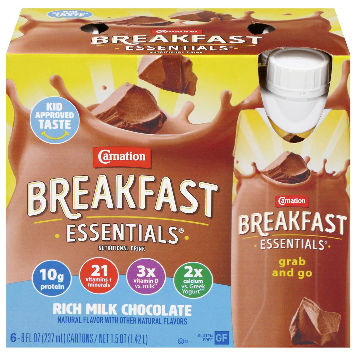 Carnation Breakfast Essentials Rich Milk Chocolate Nutritional Drink 6 - 8 fl oz Cartons