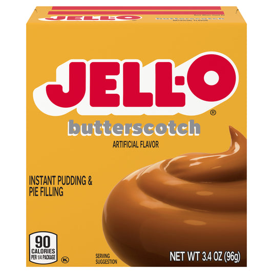 Jell-O Butterscotch Artificially Flavored Instant Pudding & Pie Filling Mix, 3.4 oz Box