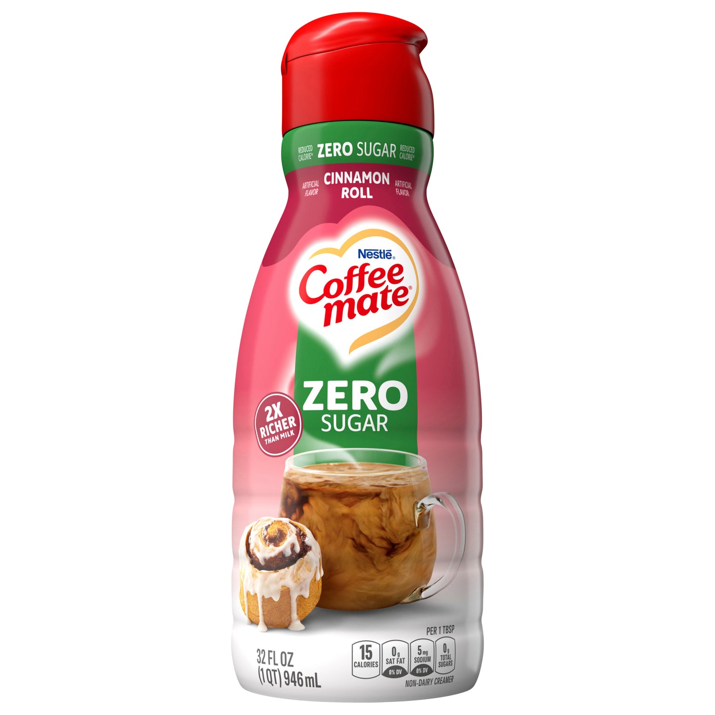 Nestle Zero Sugar Cinnamon Roll Liquid Coffee Creamer, 32 Fl Oz 32 fl oz.