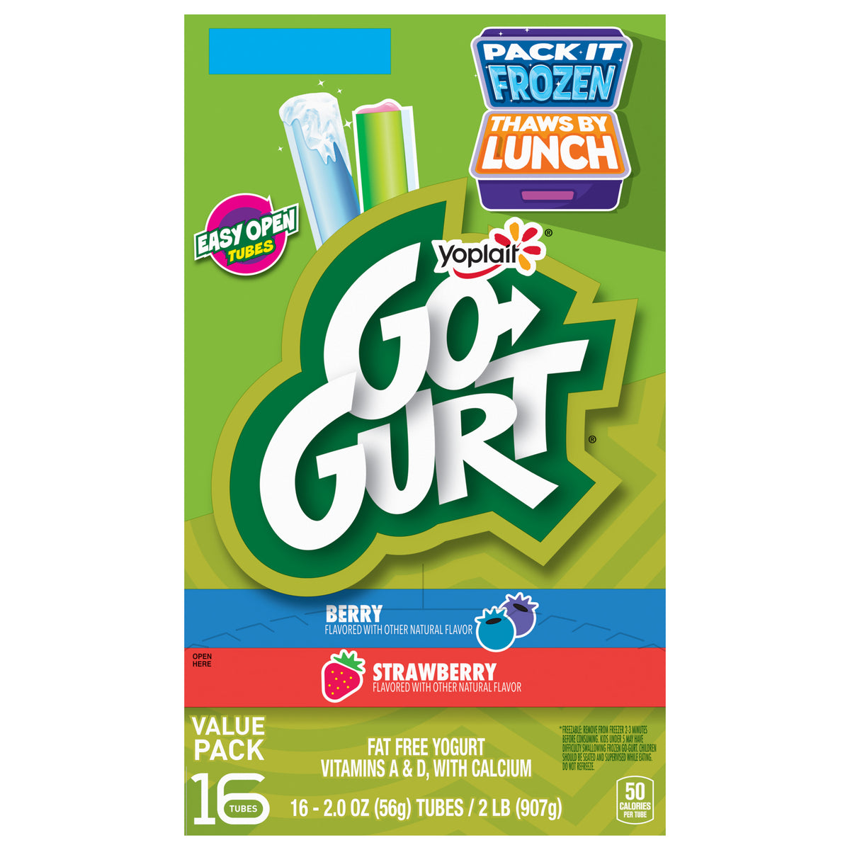 Go Gurt Riddles Go-GURT Berry and Strawberry Kids Fat Free Yogurt Variety Pack, Gluten ...