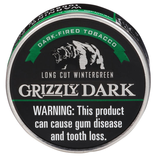 Grizzly Long Cut Premium Dark Wintergreen Moist Snuff 1.2 oz