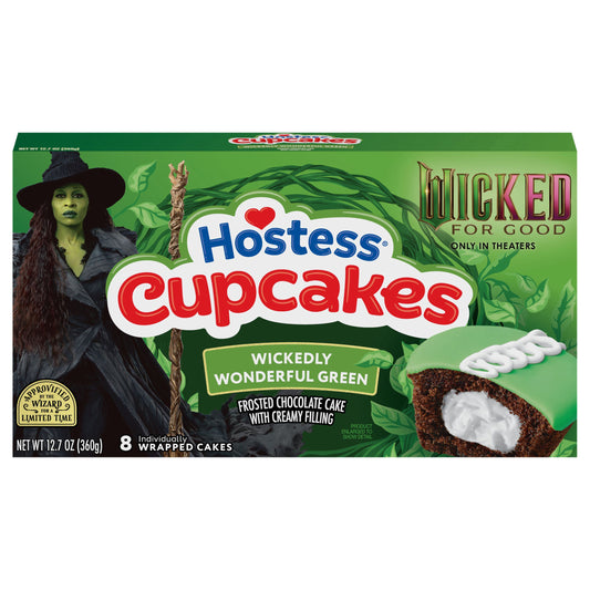 Hostess Wicked: For Good Cupcakes, Chocolate Snack Cakes with Wickedly Wonderful Green Frosting, 12.7 Oz. Box (8 Ct.)