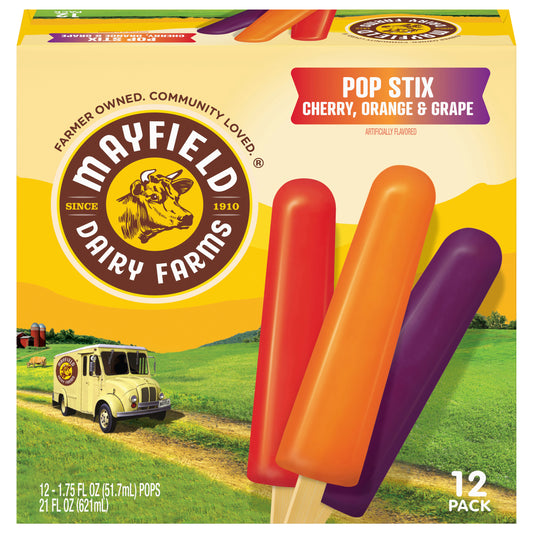 Mayfield Dairy Farms Cherry Orange & Grape Pop Stix 12 - 1.75 fl oz Pops