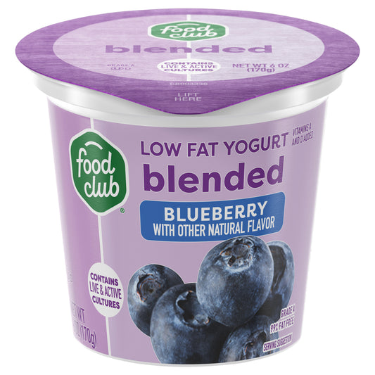 Food Club Lowfat Blended Blueberry Yogurt 6 oz