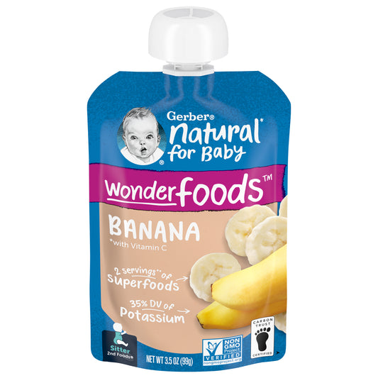 Gerber Natural for Baby Sitter 2nd Foods Wonderfoods Banana with Vitamin C 3.5 oz