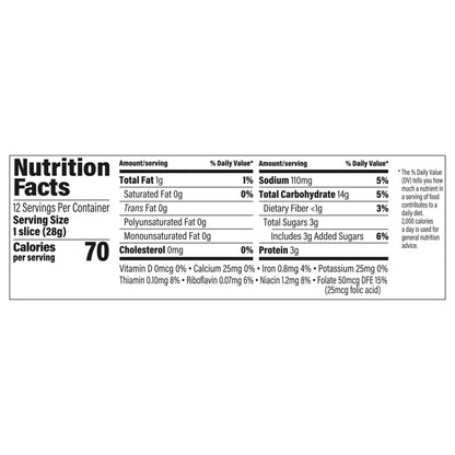 Sara Lee Honey Butter Bread, Half Loaf, 12 oz