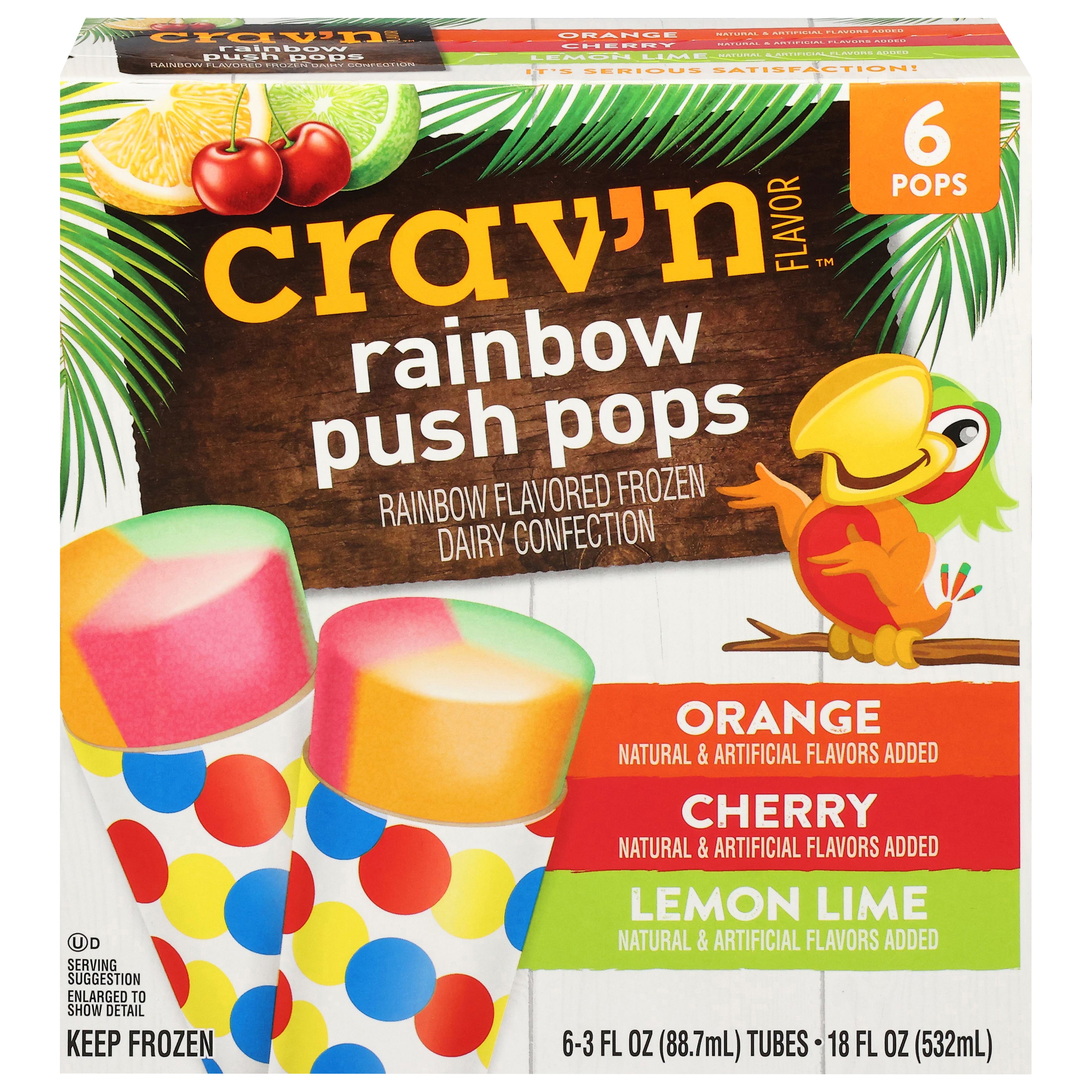 Crav'n Flavor Rainbow Push Pops Frozen Dairy Confection 6 ea