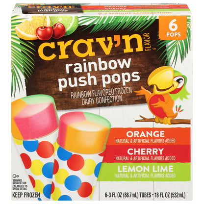 Crav'n Flavor Rainbow Push Pops Frozen Dairy Confection 6 ea