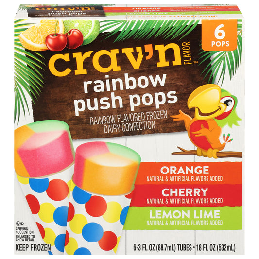 Crav'n Flavor Rainbow Push Pops Frozen Dairy Confection 6 ea