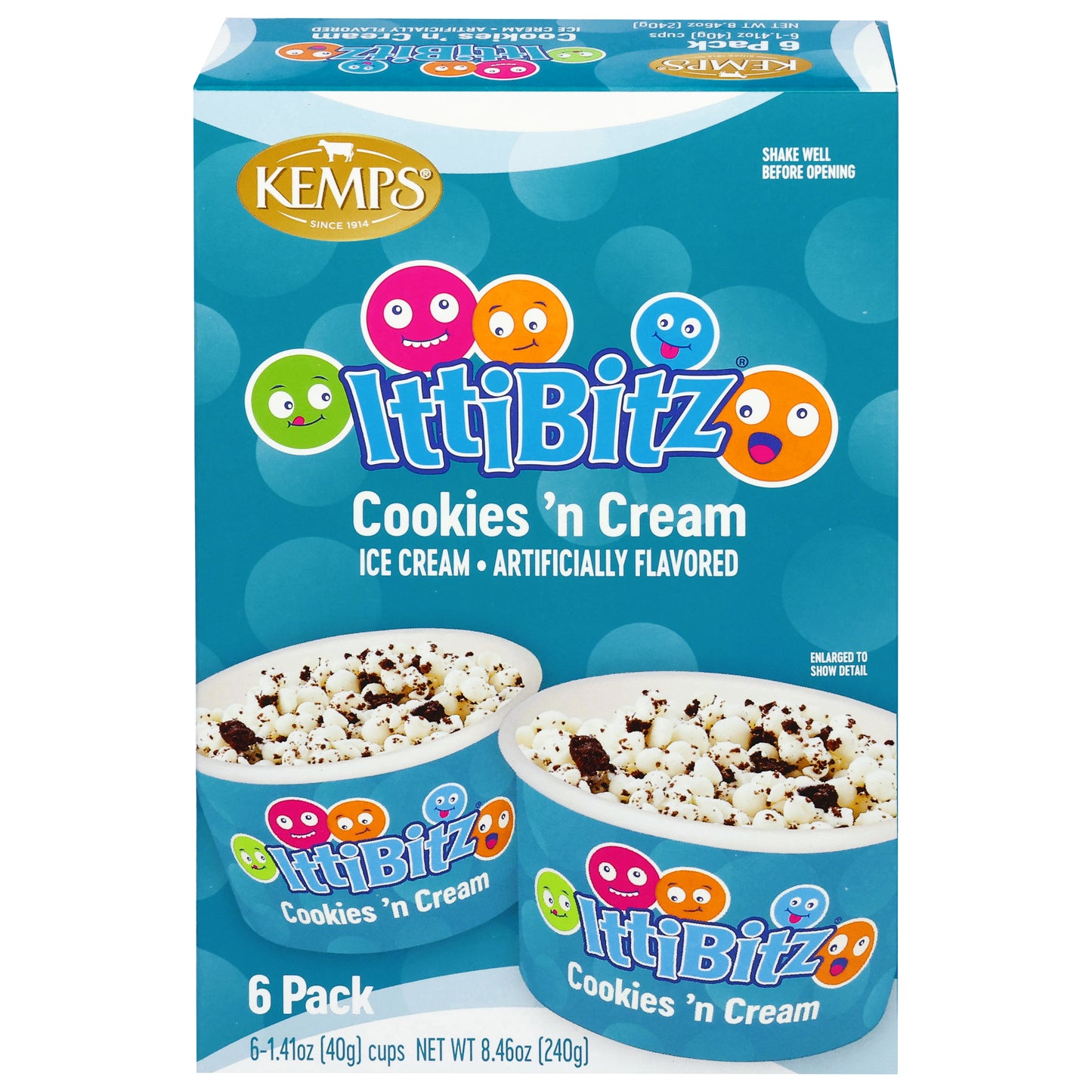 Kemps IttiBitz Cookies 'n Cream Ice Cream 6 - 1.41 oz Cups