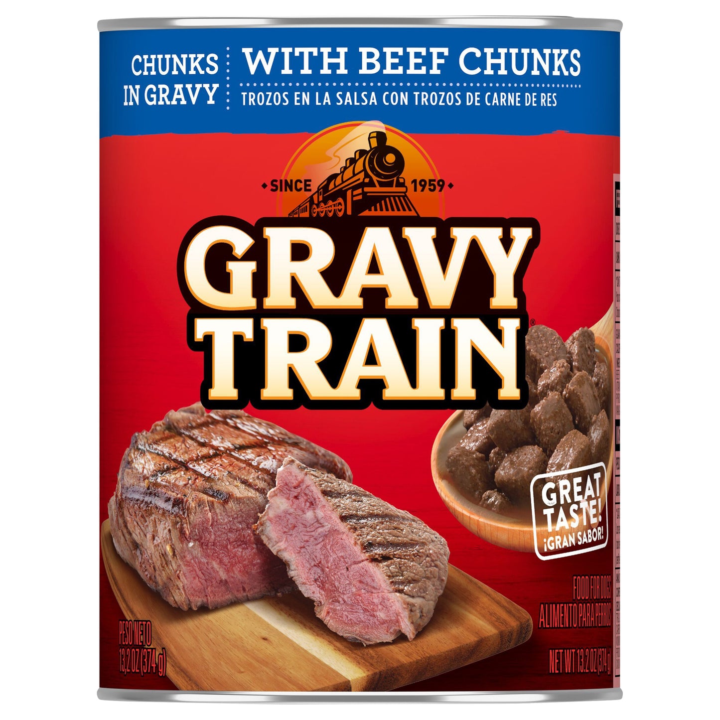 Gravy Train Chunks in Gravy With Beef Chunks, Wet Dog Food, 13.2 Oz Can