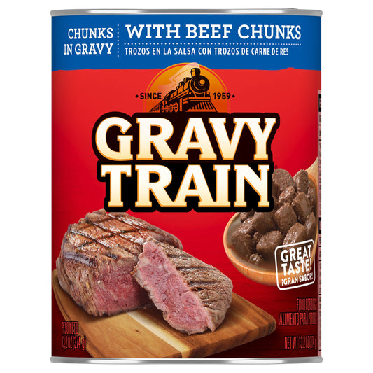 Gravy Train Chunks in Gravy With Beef Chunks, Wet Dog Food, 13.2 Oz Can