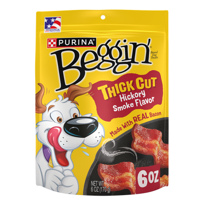 Purina Beggin' Strips With Real Meat Dog Treats, Thick Cut Hickory Smoke Flavor - 6 oz. Pouch