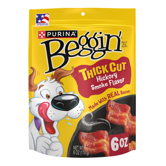 Purina Beggin' Strips With Real Meat Dog Treats, Thick Cut Hickory Smoke Flavor - 6 oz. Pouch