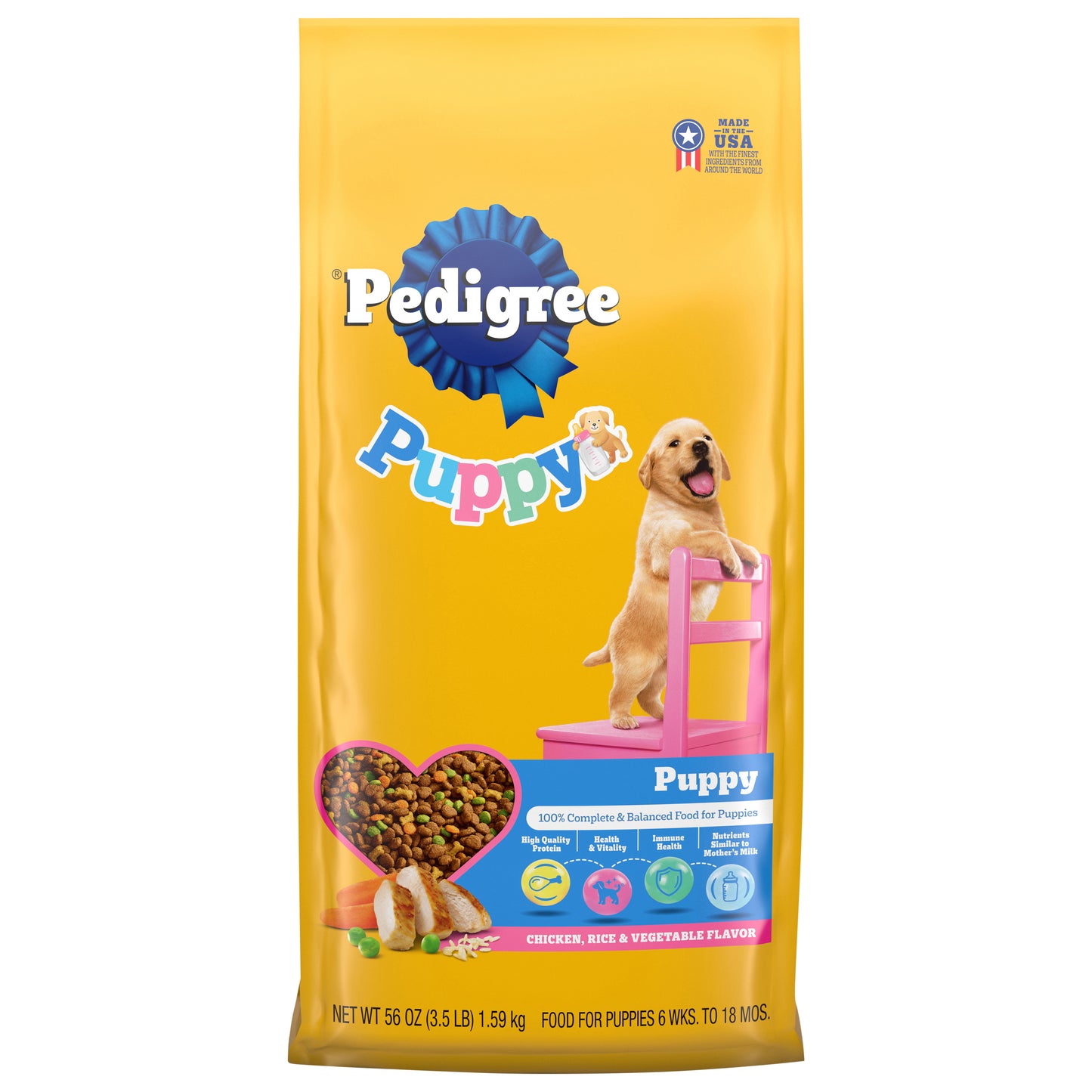 Pedigree 6 Wks. to 18 Mos. Puppy Chicken Rice & Vegetable Flavor Food for Puppies 56 oz